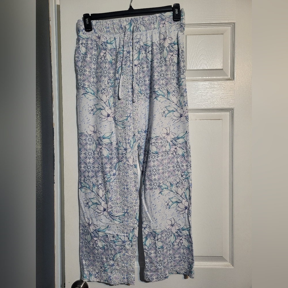 Jockey Blue and White Floral Pajama Pants
